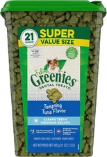 Feline Greenies Adult Natural Dental Care Cat Treats, Catnip Flavor, 21 Oz Tub