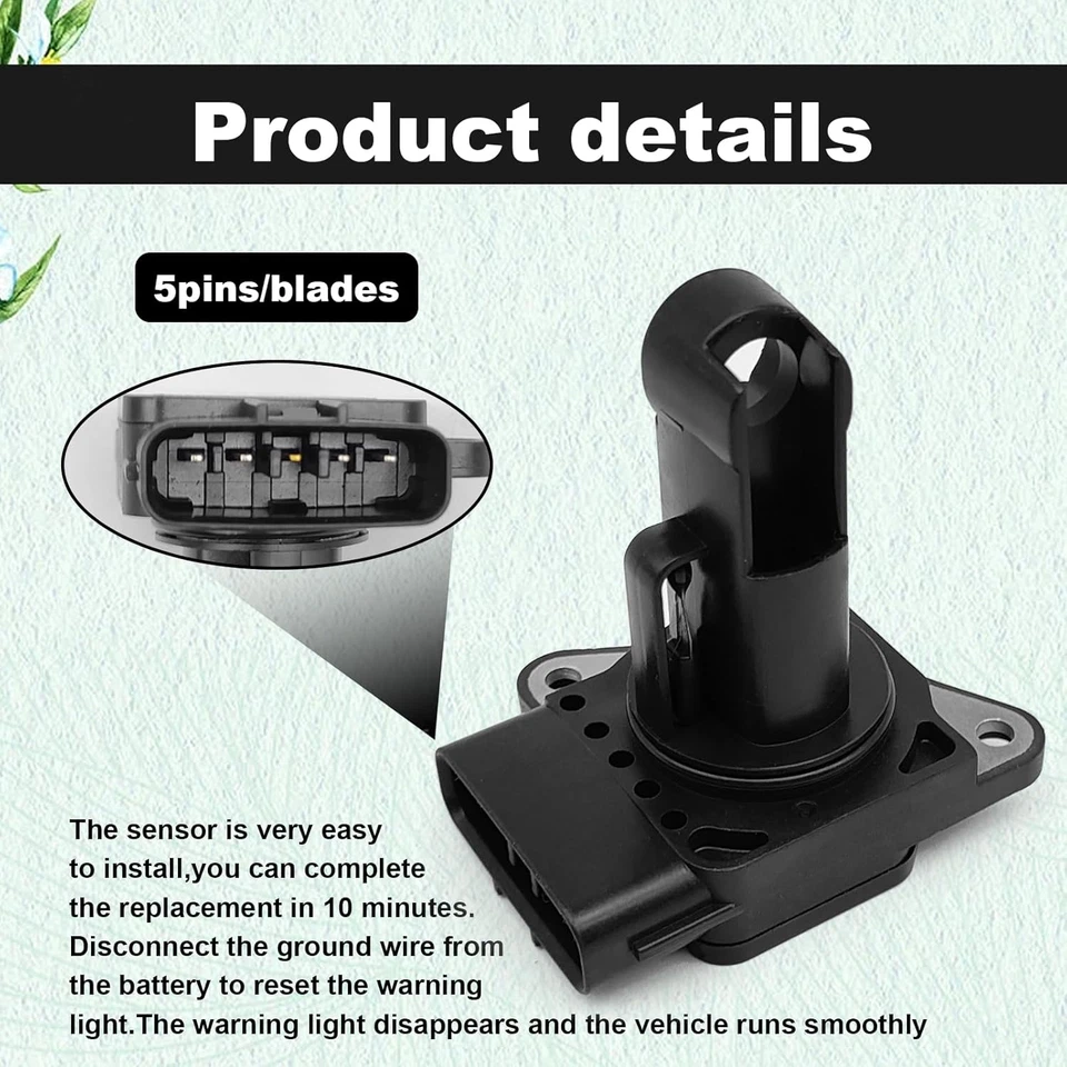 Sensor de flujo de masa de aire Toyota 02-06 Camry 03-08 Corolla 01-10 Highlander Tacoma Foto 2 de 4