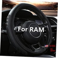 Yangday Leather Steering Wheel Cover for Dodge Ram 1500 2500 3500, 15.5 Black