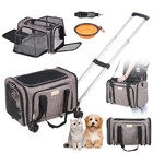 VEVOR Cat Carrier with Wheels Airline Approved Rolling Pet Carrier 25 lbs Grey