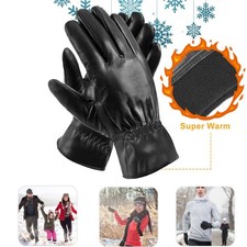 Windproof Unisex Leather Winter Gloves Large Size for Cycling Skiing Running