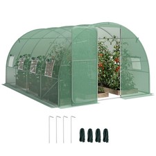 Outsunny 3 x 4 m Walk-in Polytunnel Greenhouse with 8 Windows, Garden Tunnel