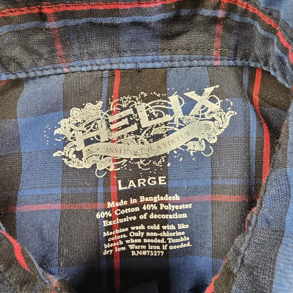 Helix Instinct Is A Virtue 男孩法兰绒青少年大号珍珠卡扣格子口袋 — 第 3/4 张图片