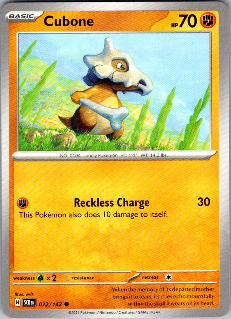 Cubone Stellar Crown 72/142 Common Pokemon Near Mint