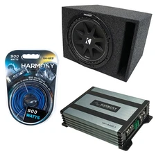 Kicker C12 Single 12" Ported Sub Box Enclosure With Harmony HA-A400.1 Mono AMP