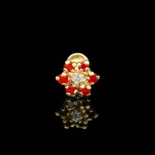 14K Gold 5mm Flower CZ Stud Earrings 3 Color Options