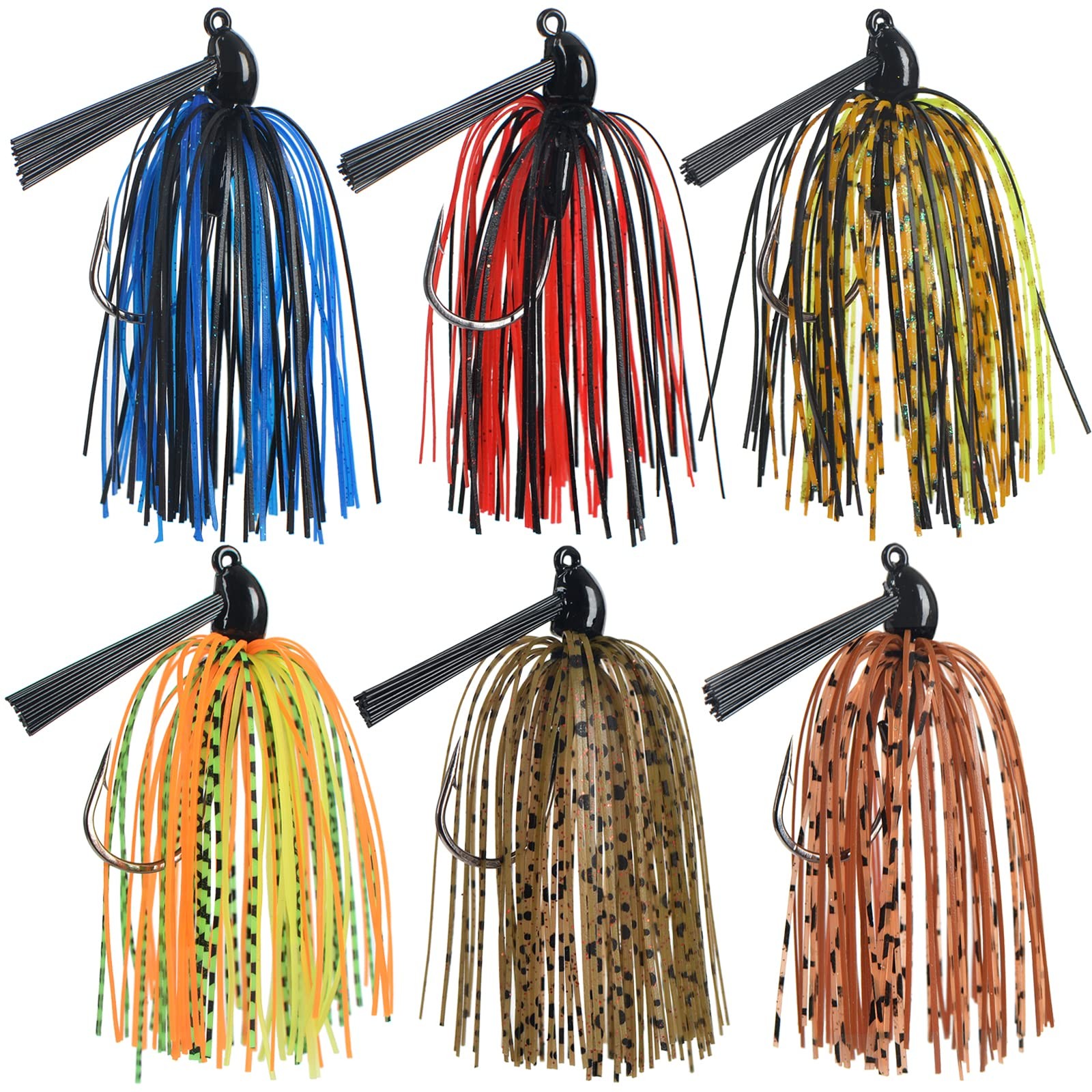 3/8 oz Bass Fishing Jig with Weed Guard and Silicone Skirt Lure