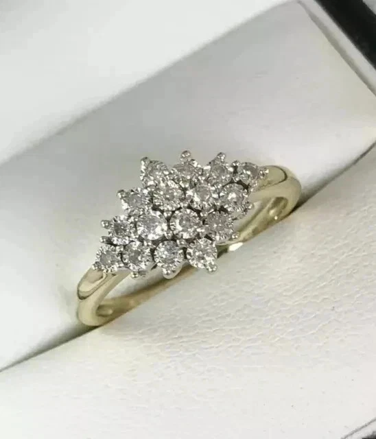 2Ct Round Cut Lab-Created Diamond Cluster Engagement Ring 14K Yellow Gold Plated - Image 2 of 4