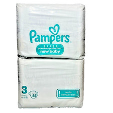 Pampers Premium Protection New Baby Size 3 68 Nappies Pack Sealed Brand New 0.22 per nappy