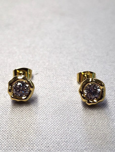 Authentic Alexis Bittar 14K Gold Plated Asterales Molten Bezel Stud Earring 8mm