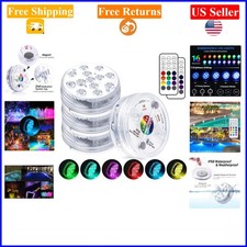 4 Pack Waterproof RGB Submersible Pool Lights with Remote Magnets
