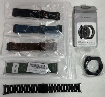 Samsung Galaxy Watch Bands (Lot of 5) & Silicone Face Cover Variety of sizes NEW