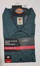 Dickies Men's 4XL  1574 Short Sleeve Work Shirt Hunter Green Big And Tall