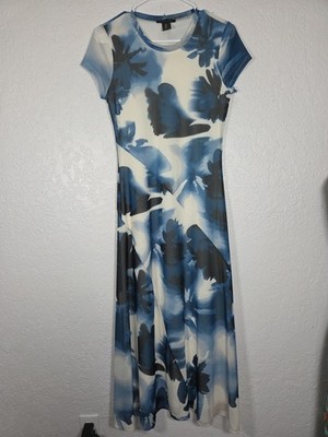 Rachel Zoe Dress Women Small Blue Stretch Sheer outer shell sheer full lining