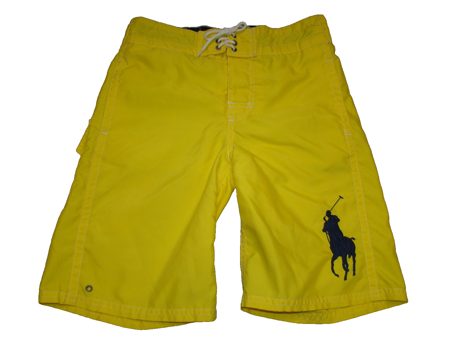 Vtg Polo Ralph Lauren Boys Size Small 8 Yellow Large Pony Swim Trunks Shorts