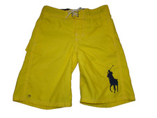 Vtg Polo Ralph Lauren Boys Size Small 8 Yellow Large Pony Swim Trunks Shorts