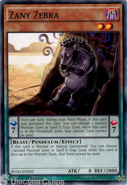BOSH-EN042 Zany Zebra Common 1st Edition Mint Yu-Gi-Oh! Card