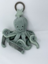 Jellycat Octopus Star Odyssey Odell Green Gray Plush Crinkle Rattle Clip Toy