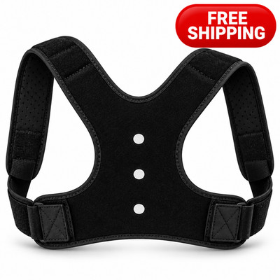 Adjustable Posture Corrector Upper Back Support Brace Men Women Black