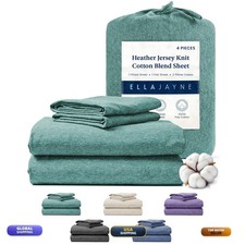 Ella Jayne Twin Jersey Sheet Set 4-Piece Heather Green Deep Pockets