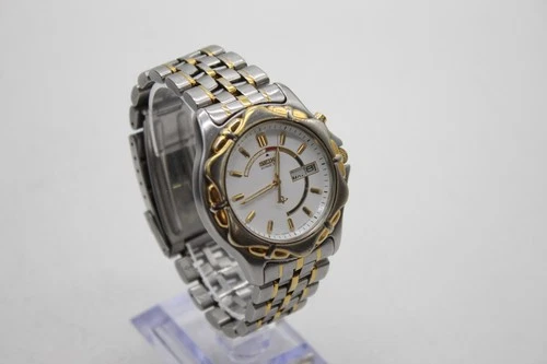 F Vintage Boxed Gents Seiko Kinetic 5M43-0A70 Day/Date Running But Low Battery