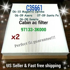 x2 Optima 06-10 Azera Santa Fe Sonata C35661 AC CABIN FILTER +Free Fast Shipping