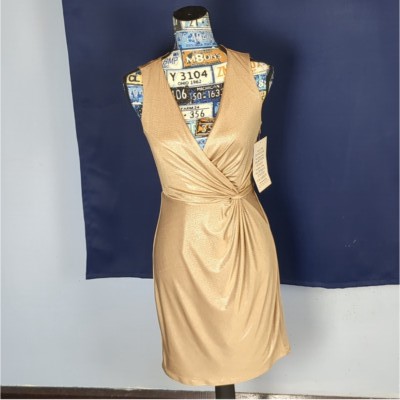 Boston proper gold shimmer knot dress size 2