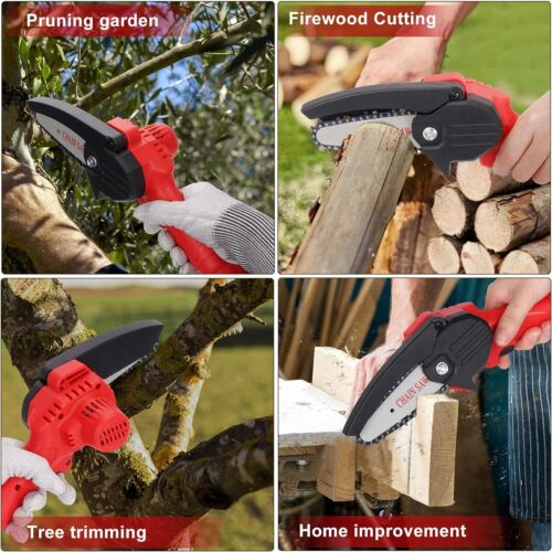 4 Inch Mini Handheld Electric Chainsaw Cordless Chain Saw 24V 550W Battery Power - Picture 6 of 12