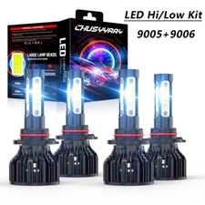 9006 9005 LED Headlight KIT Combo Bulbs 10000K High Low Beam Super Bright White