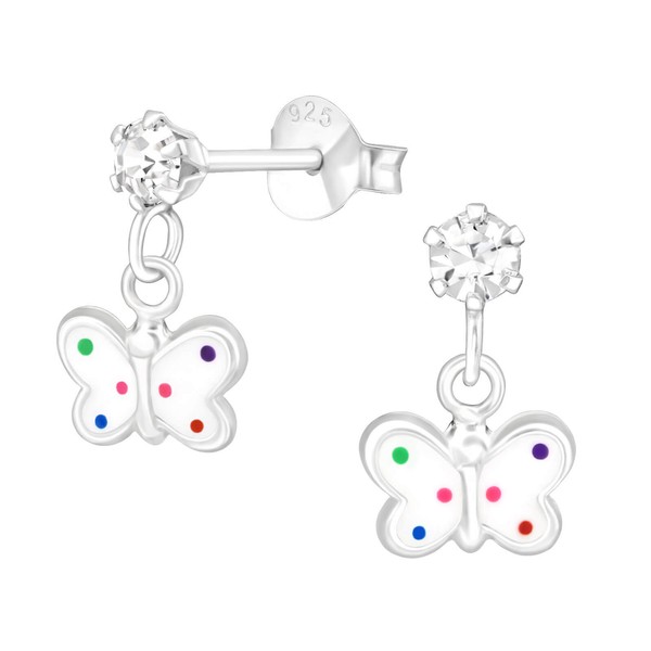 1 Paar Ohrstecker 925 Sterling Silber Mit Kristall Und Epoxid-Schmetterling-image