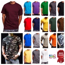 Men T-Shirt MAX HEAVY WEIGHT Plain Crew Neck S-7X & LT-5XLT Cotton Gym Big Tall