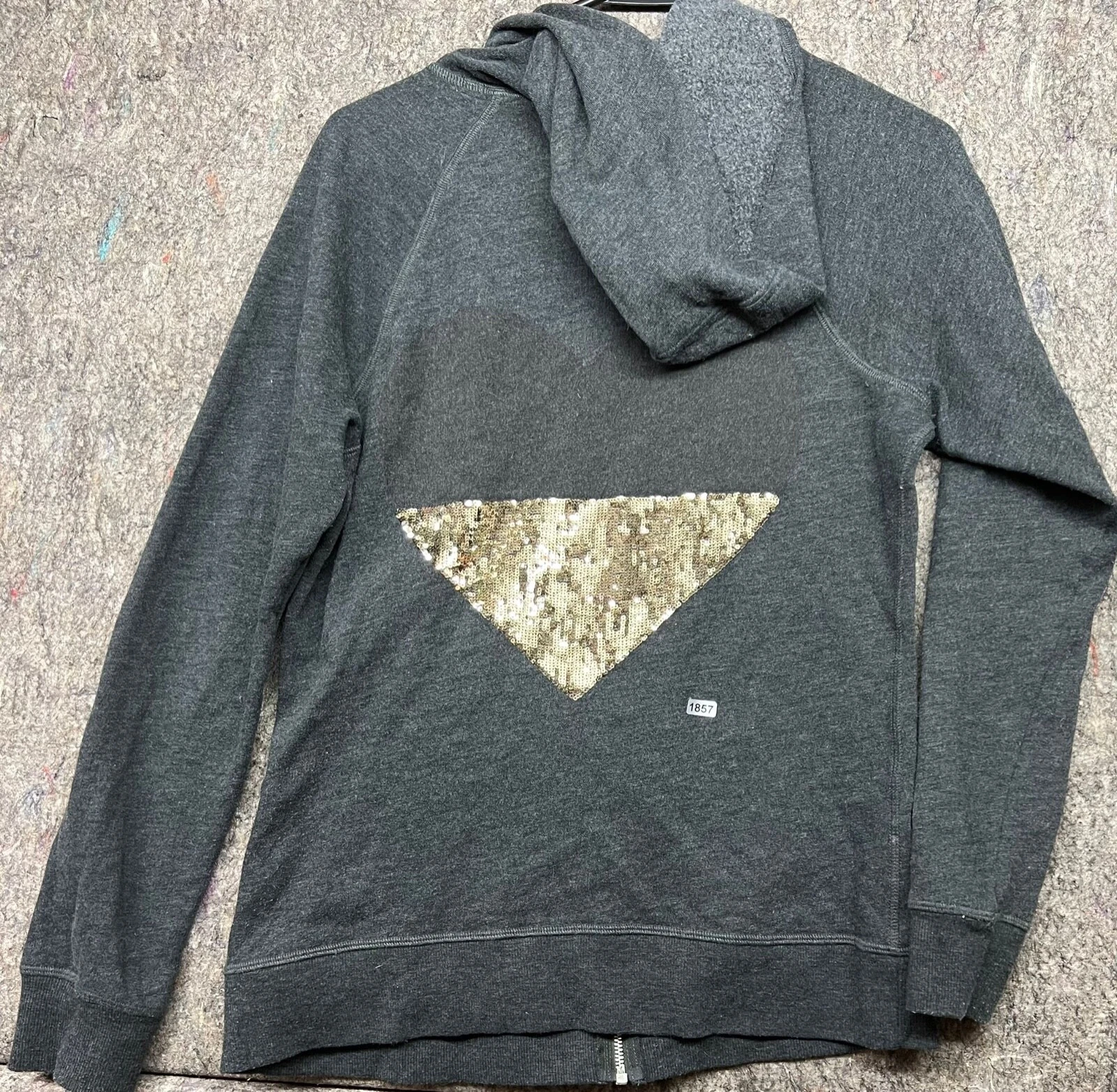 UNDERCOVER Giacca con cappuccio da donna pullover Victorias Secret grigio paillettes M