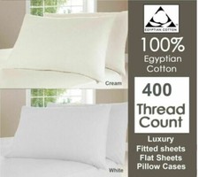Pair Of Pillow Cases 400 Thread 100% Egyptian Cotton Pure cotton Hotel Quality 