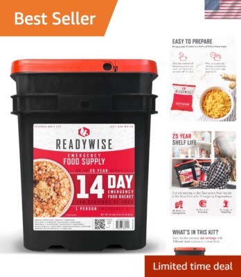 14 Day, Emergency Food Supply, 150 Servings, 1 Bucket, Freeze Dried Food, MRE...