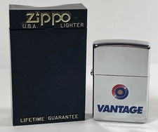 ZIPPO 1997 VANTAGE CIGARETTES POLISHED CHROME LIGHTER UNFIRED IN BOX