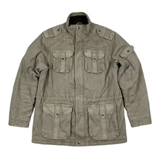 VTG LL Bean Beige Military Style Safari Field Coat Sherpa Lined Thinsulate Sz M