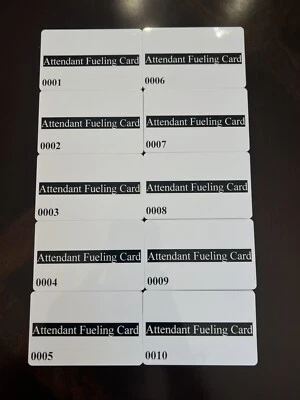 Attendant Card, Fueling Cards, Verifone - Pack of 10 Cards
