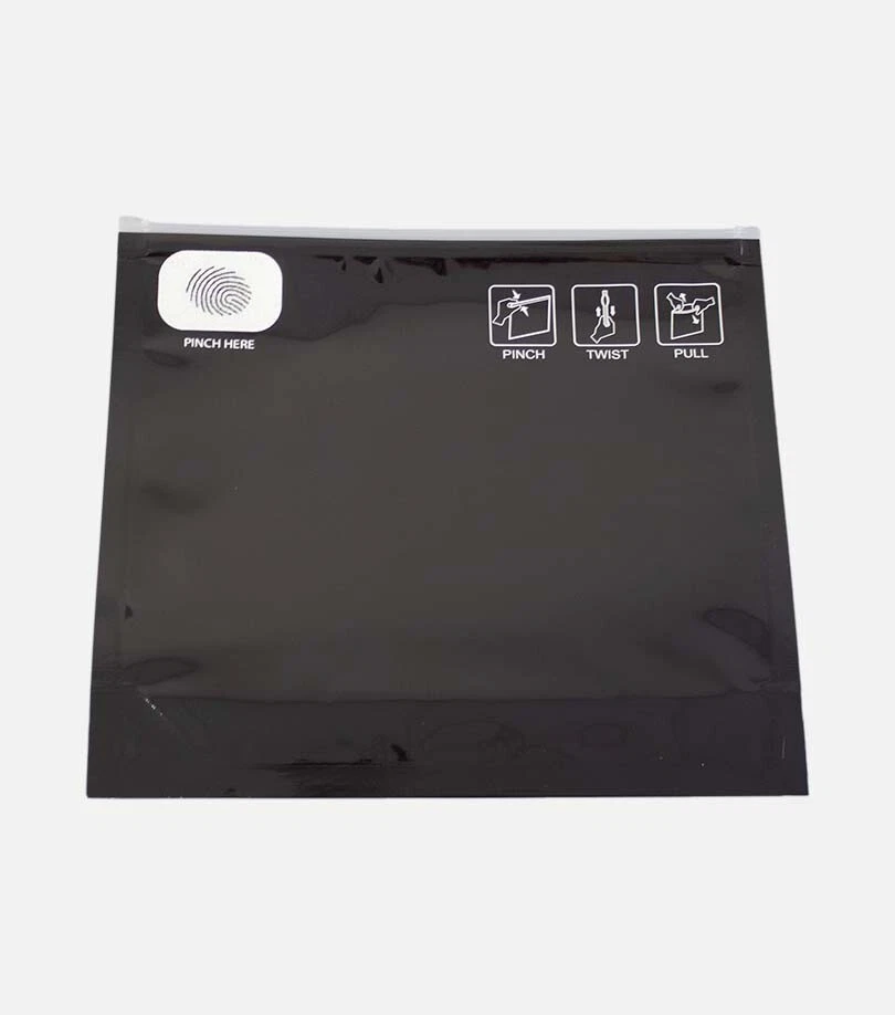 Exit Bags / Pinch Bags (Child resistant, Black, Silicone Tab) - Qty: 100