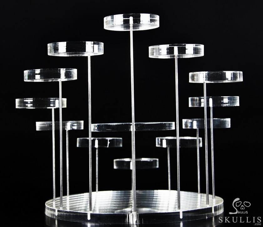 Floating 13 Crystal Skulls White Acrylic Display Stand for 1.5"-2.5" Skull