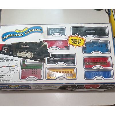 Vintage Overland Express Train Set Smoke Christmas Tree 8 Car +  display picture 1
