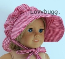 Red White Bonnet for American Girl 18" Doll Hat Kirsten Addy FREESHIP ADDS LOVV