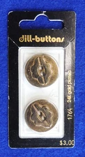 2 Dill-Buttons of America #176424K Gold Plated 7/8" (23mm) Gold 2-Hole Flat New