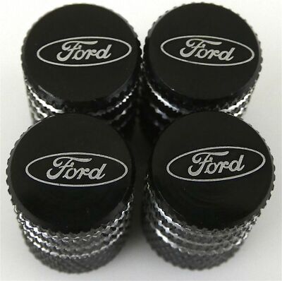 4 Black Ford Tire Valve Stem Caps For Truck Car Universal Fitting Free Shipping