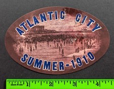 Vintage Atlantic City New Jersey Summer 1910 Travel Label