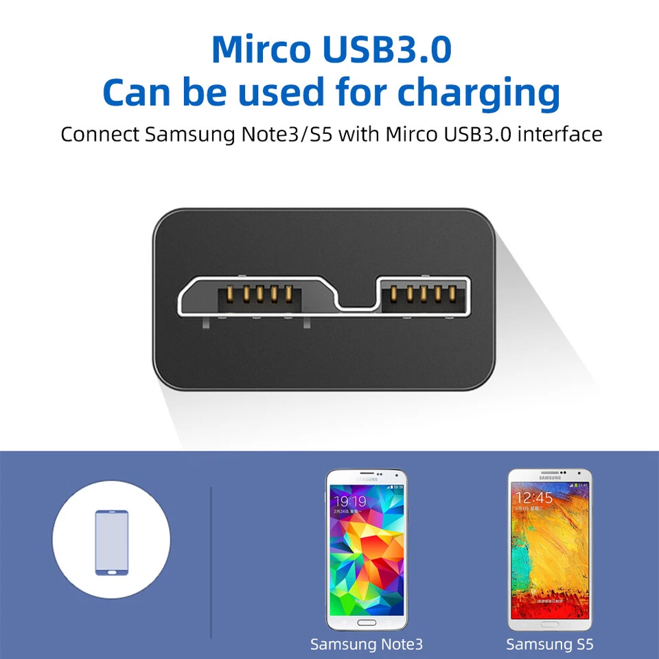 LOTE de cables micro USB 3.0 de alta velocidad sincronización de datos para disco duro externo Foto 4 de 4