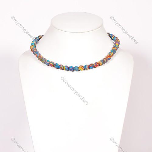 Rainbow Calsilica Gemstone Beaded Adjustable Necklace 925 Sterling Silver - Picture 4 of 6
