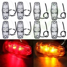 4Pair-Red,Amber Trailer Truck Led Side Marker Clearance Light Clear Lens Mini