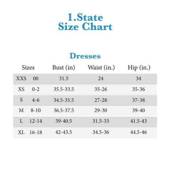 1 state dress size chart