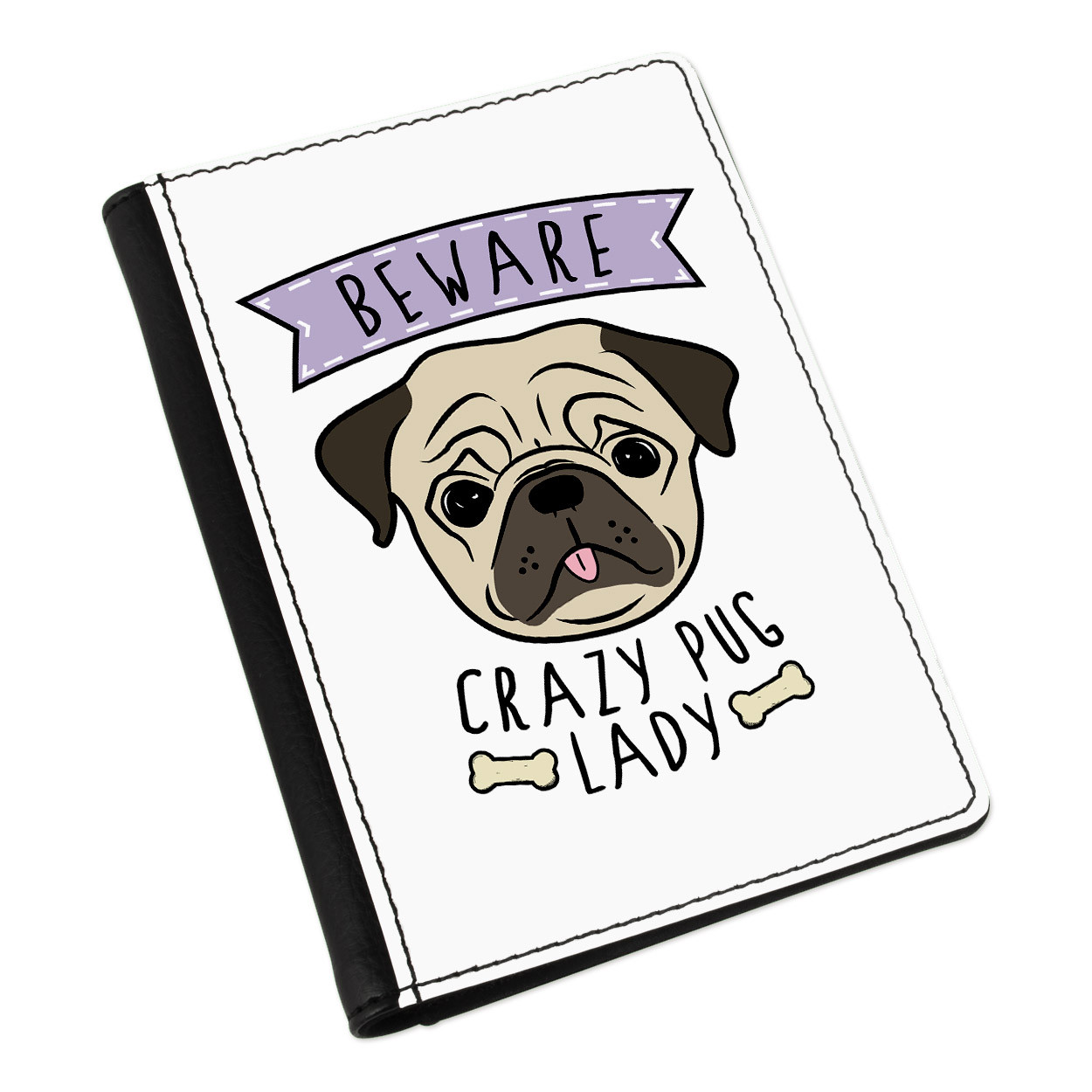 Beware Crazy Pug Lady Passport Holder Cover Wallet - Funny Dog Animal Puppy