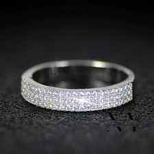 Moissanite Half Eternity Wedding Band 1 Carat Round Cut Solid 14K White Gold